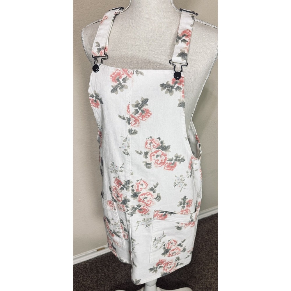 Y2K NOBO White Floral Overall Mini Dress sz L‎ 11/13 Cottagecore Romantic